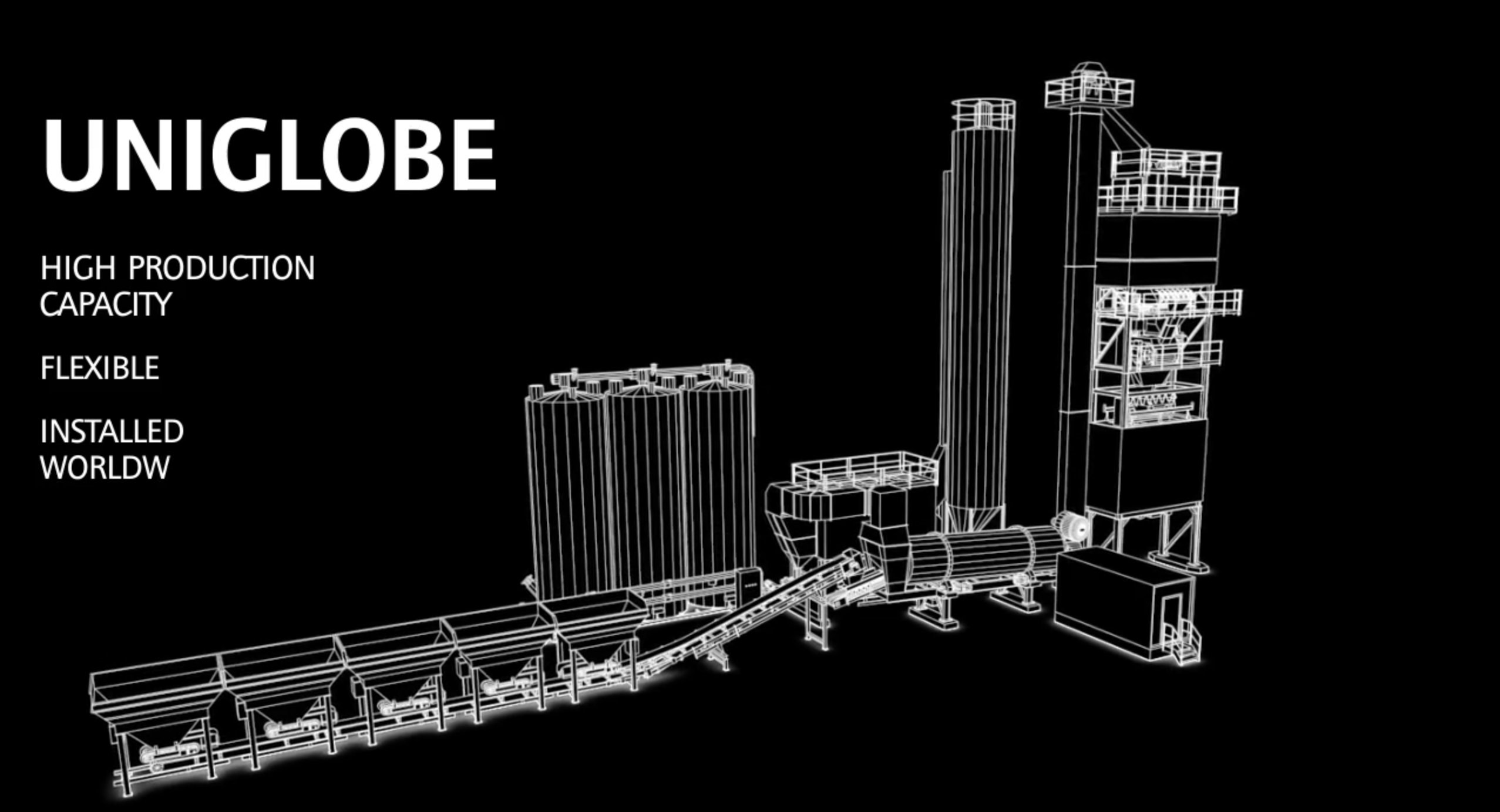 Ammann Uniglobe asphalt mixing plant – 3D animation still